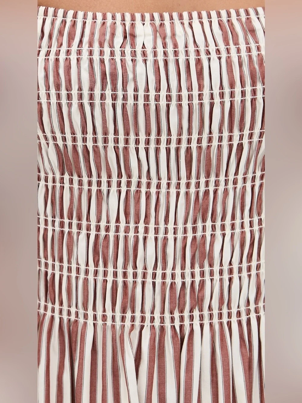 Hill House Julia Nap Dress | Rust Stripe | Cotton Midi | Smocked | Size S - Picture 6 of 12